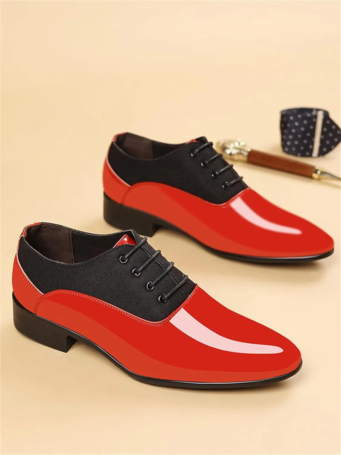 Men's Vintage High Gloss Dress Shoes Patent Leather Oxford Business Suit Tuxedo Formal Shoes Prom Weddings