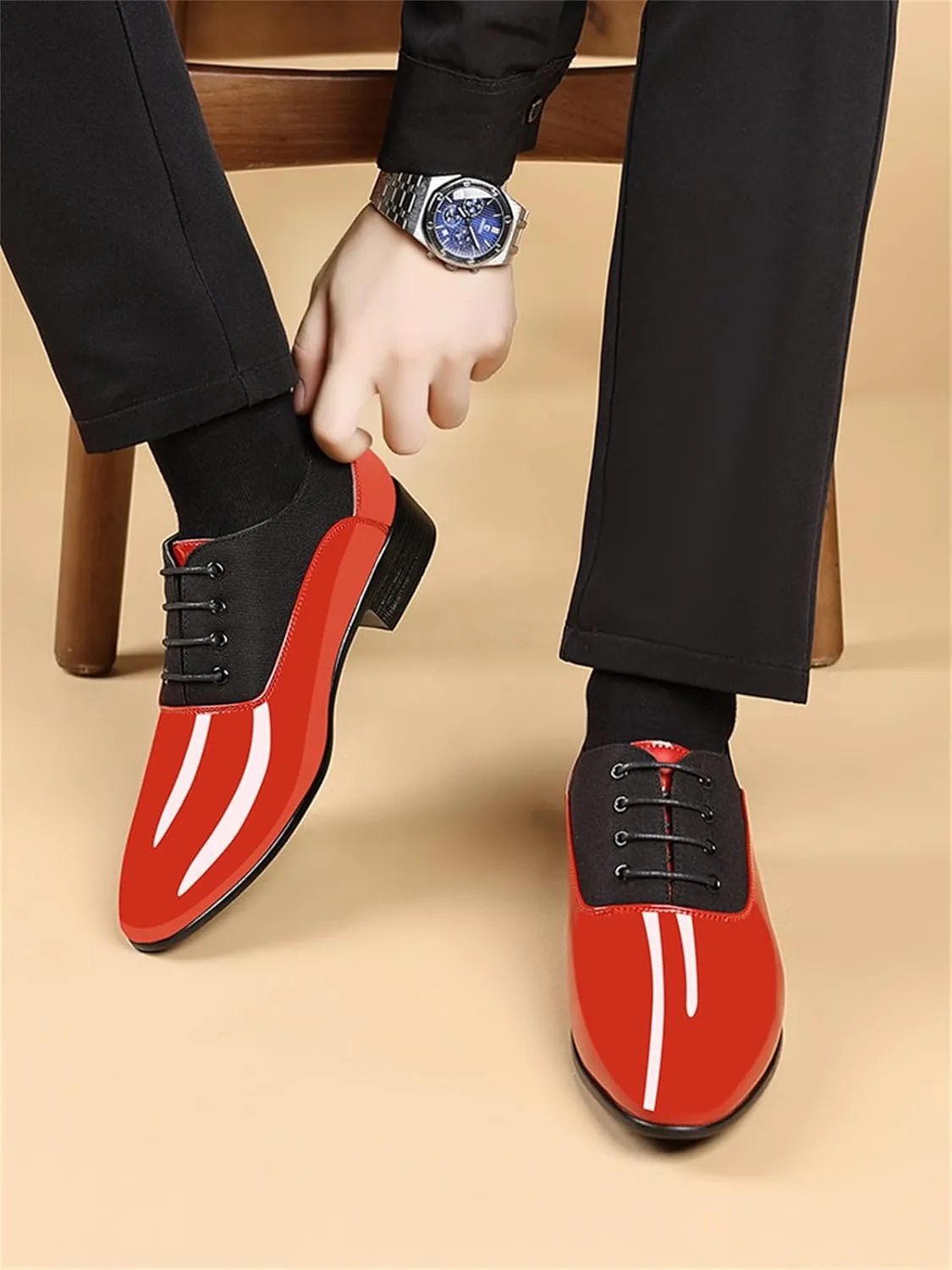 Men's Vintage High Gloss Dress Shoes Patent Leather Oxford Business Suit Tuxedo Formal Shoes Prom Weddings