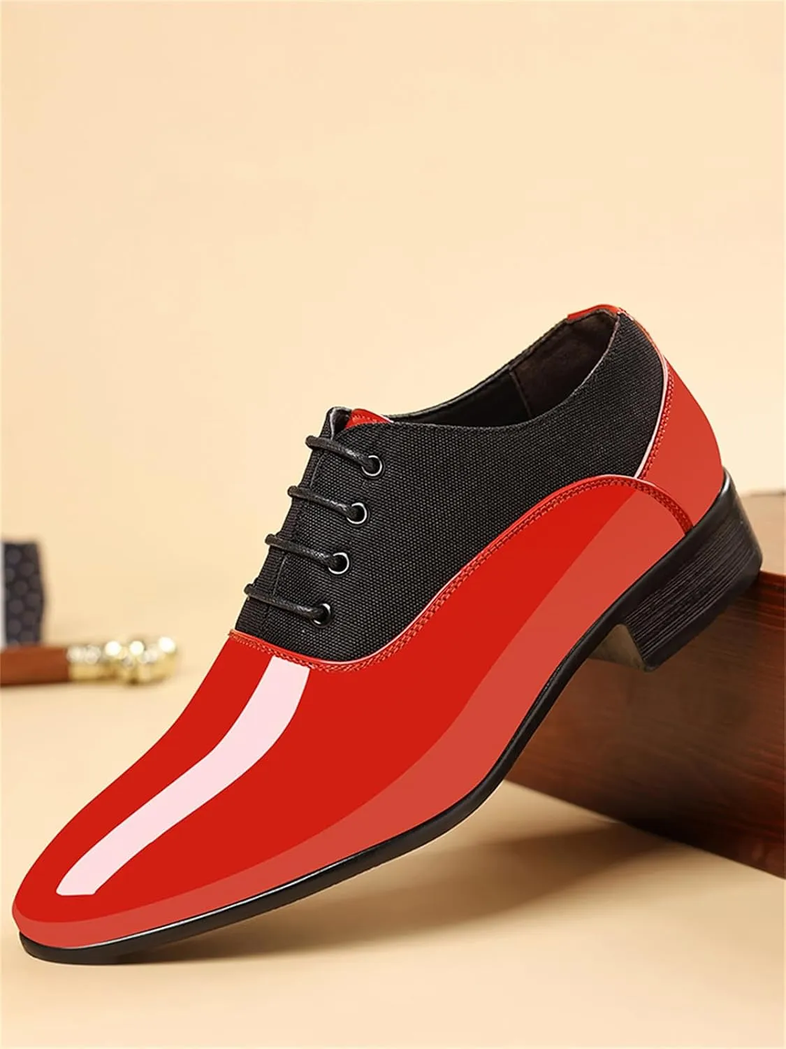 Men's Vintage High Gloss Dress Shoes Patent Leather Oxford Business Suit Tuxedo Formal Shoes Prom Weddings