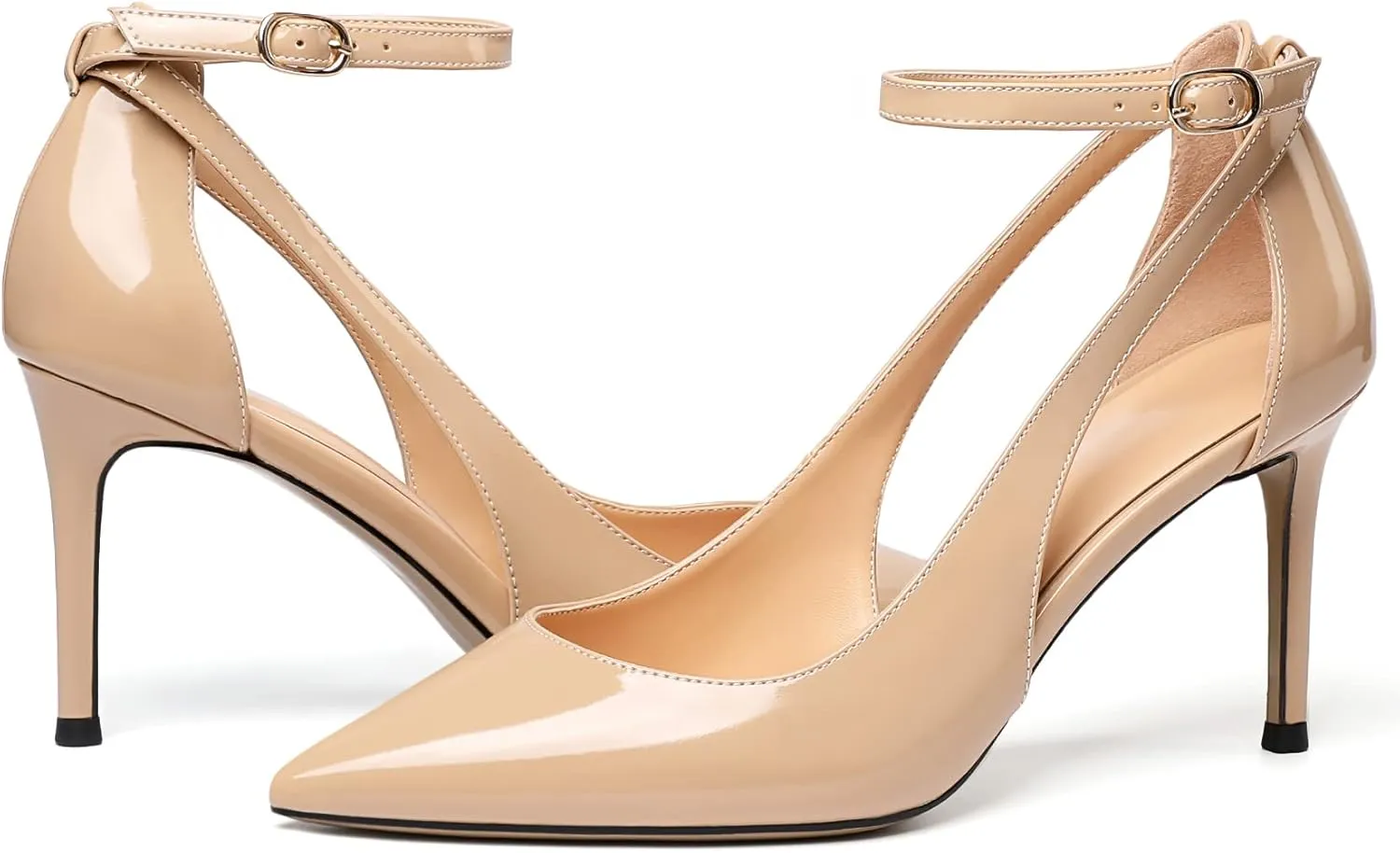 Mettesally Womens High Heels Pointed Toe Ankle Strap Pumps Closed Toe Stiletto Heels Slip On Wedding Party Pump Shoes