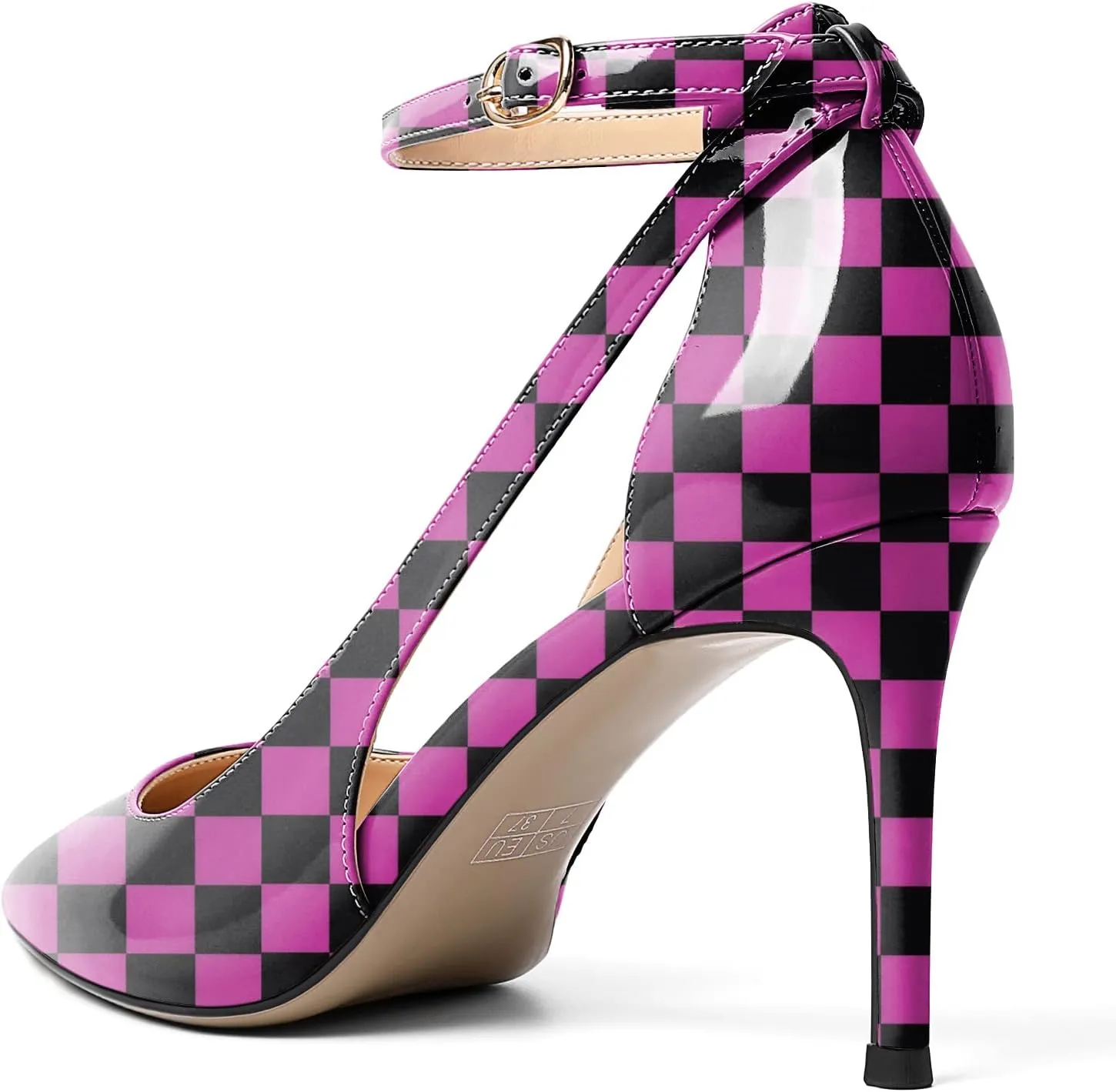 Mettesally Womens High Heels Pointed Toe Ankle Strap Pumps Closed Toe Stiletto Heels Slip On Wedding Party Pump Shoes