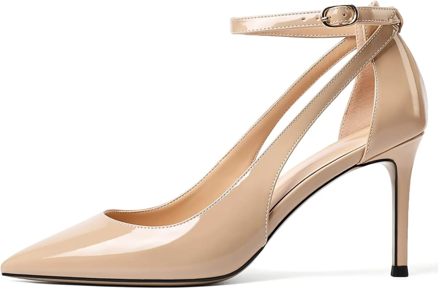 Mettesally Womens High Heels Pointed Toe Ankle Strap Pumps Closed Toe Stiletto Heels Slip On Wedding Party Pump Shoes