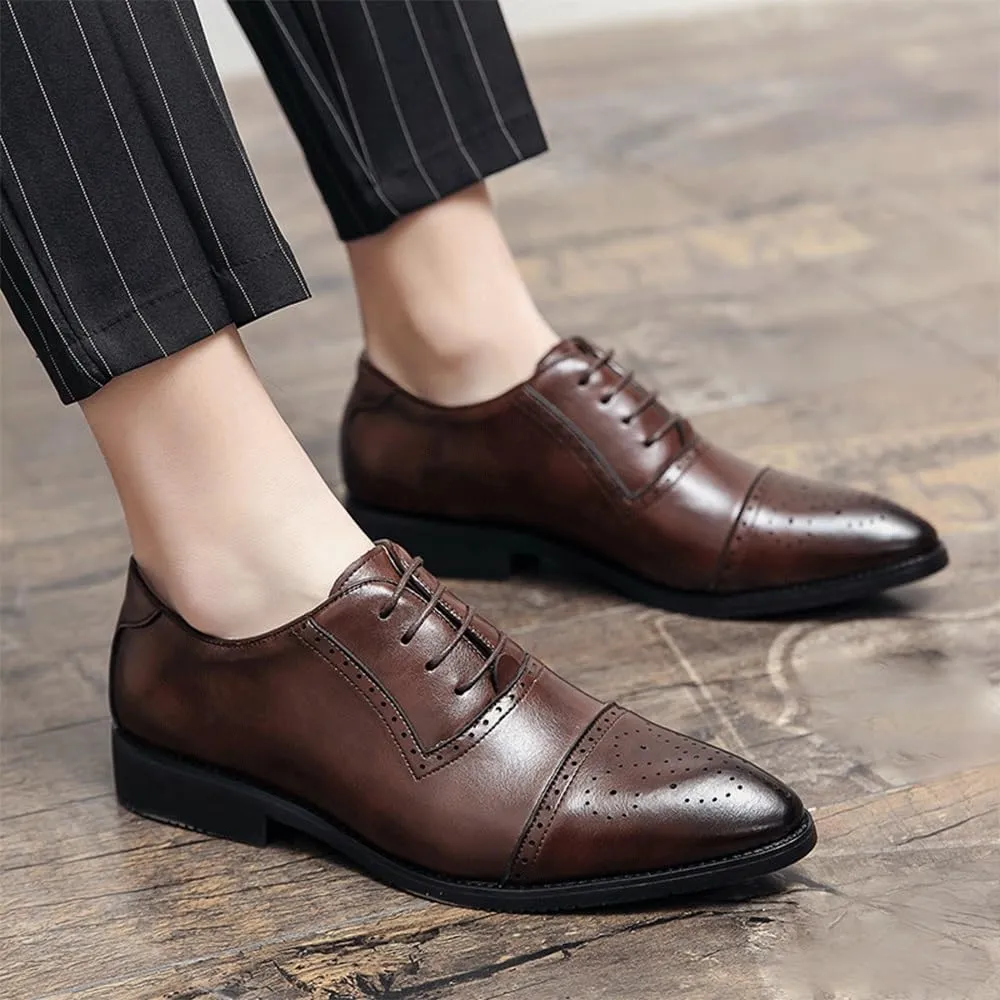 New Brogue Shoes Men Formal Fashion Business Men's Shoes Leather Casual Oxford for Men Brown Dress Elegant Handmade Dress Footwear