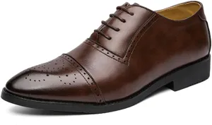 New Brogue Shoes Men Formal Fashion Business Men's Shoes Leather Casual Oxford for Men Brown Dress Elegant Handmade Dress Footwear