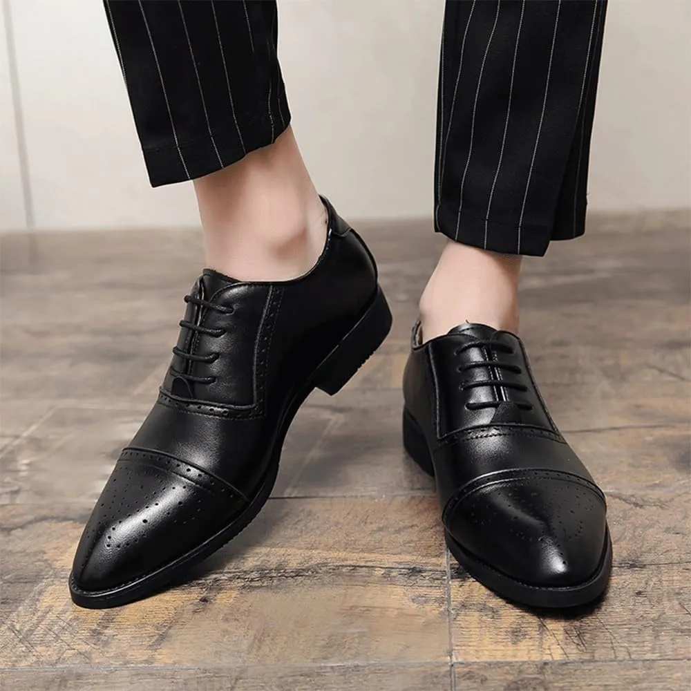 New Brogue Shoes Men Formal Fashion Business Men's Shoes Leather Casual Oxford for Men Brown Dress Elegant Handmade Dress Footwear