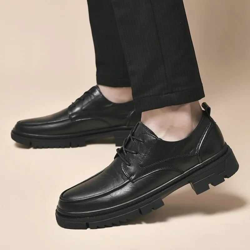 New Shoes Oxford Formal Shoes for Men Men's Leather Brogue Shoes with Adjustable Laces Casual Thick Sole Business Shoes