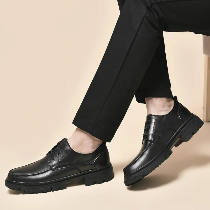 New Shoes Oxford Formal Shoes for Men Men's Leather Brogue Shoes with Adjustable Laces Casual Thick Sole Business Shoes