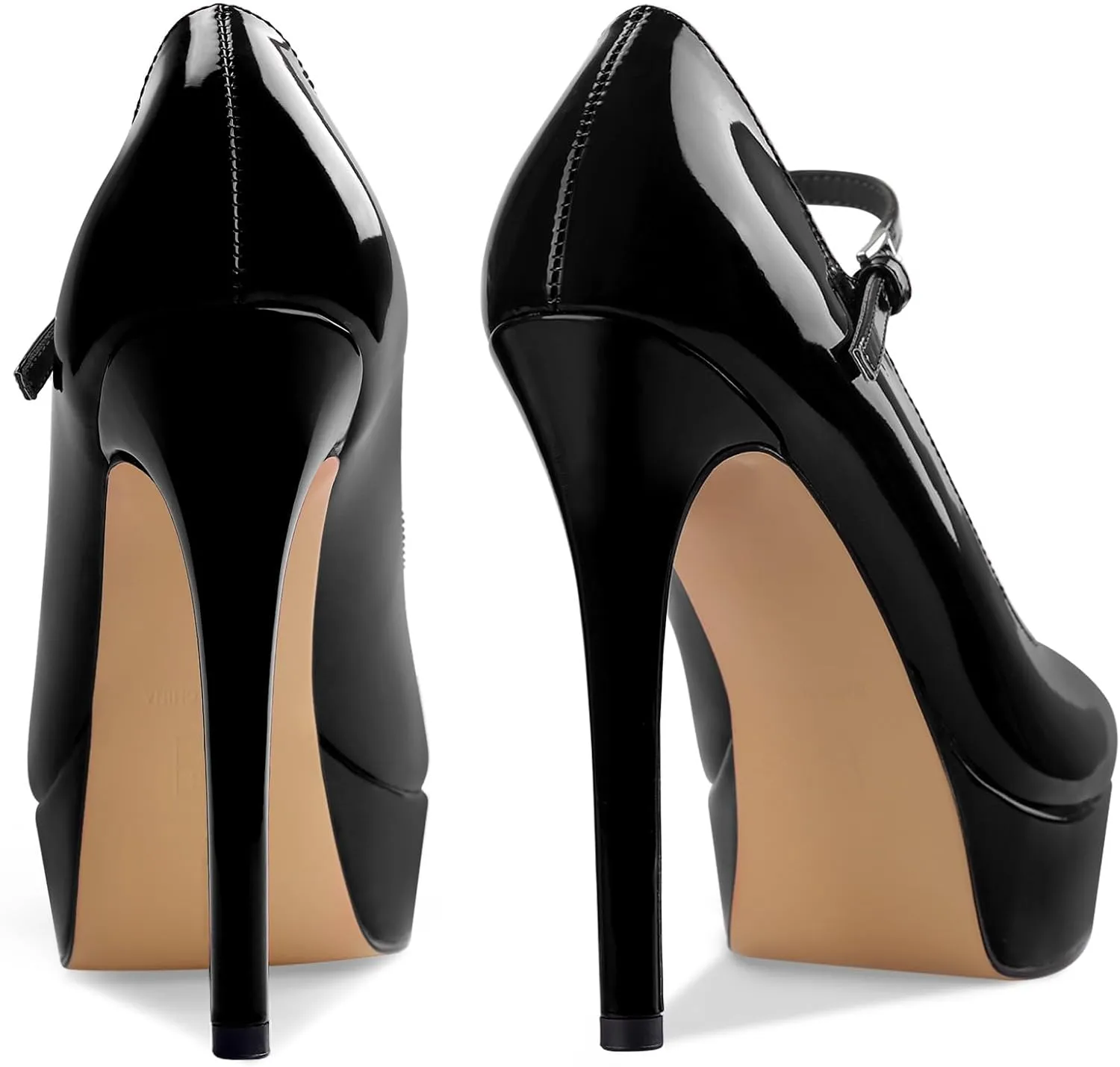 Oh Mispares Women's Platform Stiletto Heels Closed Round Toe Pumps Office Ladies Mary Jane Strap Heeled Pumps Fashion 5.3" Heel Wedding Party Dress Shoes