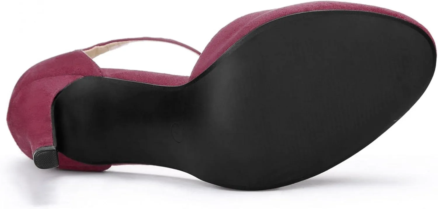 Perphy Mary Janes Pumps T-Strap Ankle Strap Stiletto Heels for Women