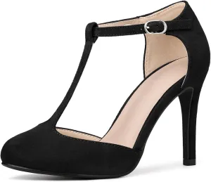 Perphy Mary Janes Pumps T-Strap Ankle Strap Stiletto Heels for Women