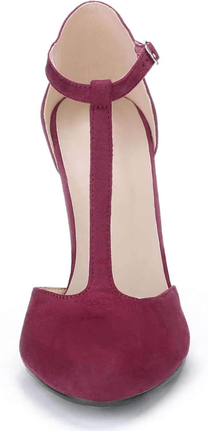 Perphy Mary Janes Pumps T-Strap Ankle Strap Stiletto Heels for Women