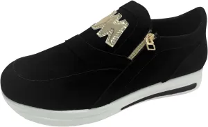 Platform Loafers for Women 2025 Arch Support Tennis Running Side Zipper Sneakers Summer Comfortable Slip On Round Toe Low-Top Shoes Ladies Cushion Footbed Walking Shoes for Gym Travel Work