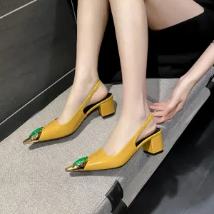 Rhinestones Chunky Low Block Heels for women Pointed Closed Toe Business Dress Shoes Wedding Party Comfortable Pumps Shoes