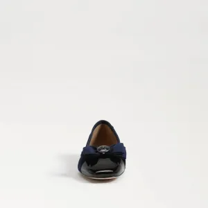 Sam Edelman Maren Como Blue/Black Slip On Squared Toe Bow Detailed Ballet Flats