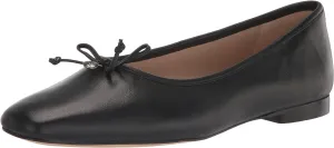 Sam Edelman Meadow Black Leather Slip On Squared Toe Bow Detailed Ballet Flats