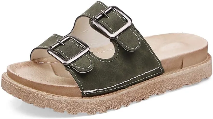 Sandals for Women Platform,Slip on Sandals with Soft Footbed and Buckle Strap Low Platform Slides Gifts for Women