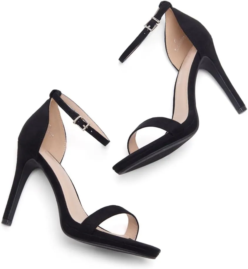 Shoe Land Womens High Heels  Open Toe Stiletto Heels with Adjustable Ankle Strap | Dressy Sexy Strappy Heeled Sandals for Wedding, Prom, Party & Evening Wear