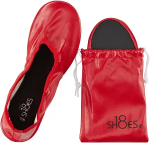 Shoes8teen Women's Foldable Portable Travel Ballet Flat Shoes w/Matching Carrying Case SH1818 Red 11