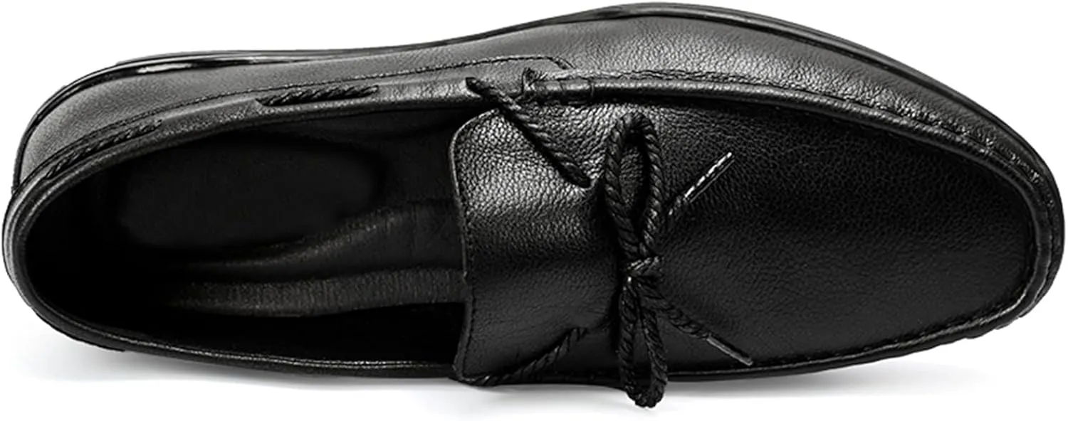 Smoking Loafer Driving Moccasins for Men Deck Shoes 1-Eye Genuine Leather Stitching Details Round Toe Anti-Slip Flat Heel Flexible Resistant Casual for Any Attire