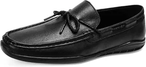 Smoking Loafer Driving Moccasins for Men Deck Shoes 1-Eye Genuine Leather Stitching Details Round Toe Anti-Slip Flat Heel Flexible Resistant Casual for Any Attire