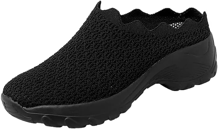 Soft Sole Platform Slip on Walking Shoes - Women's Solid Color Mules - Half Drag Breathable
