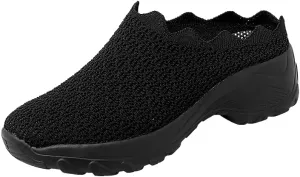 Soft Sole Platform Slip on Walking Shoes - Women's Solid Color Mules - Half Drag Breathable