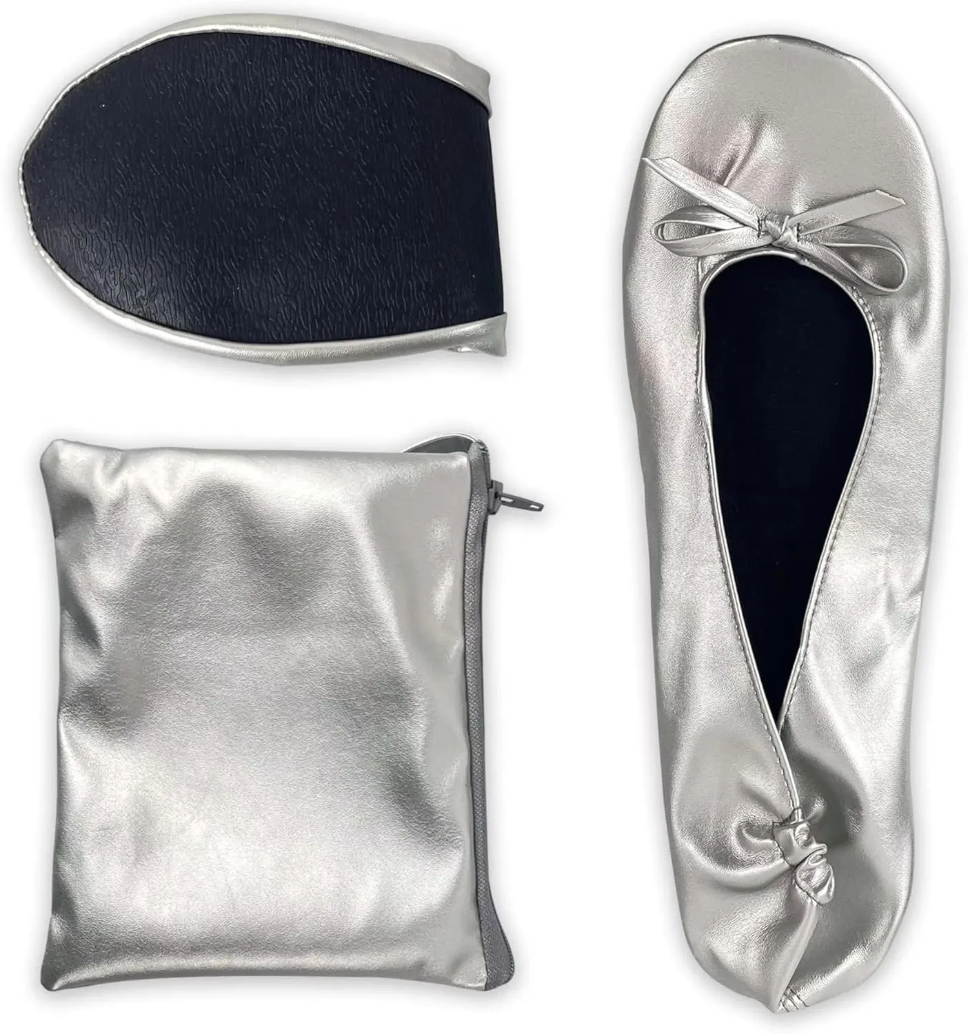 Stylish Foldable Ballet Flats for Women Portable Roll Up Travel Shoes for Wedding Bridesmaid Includes Carrying Pouch