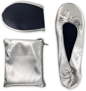 Stylish Foldable Ballet Flats for Women Portable Roll Up Travel Shoes for Wedding Bridesmaid Includes Carrying Pouch