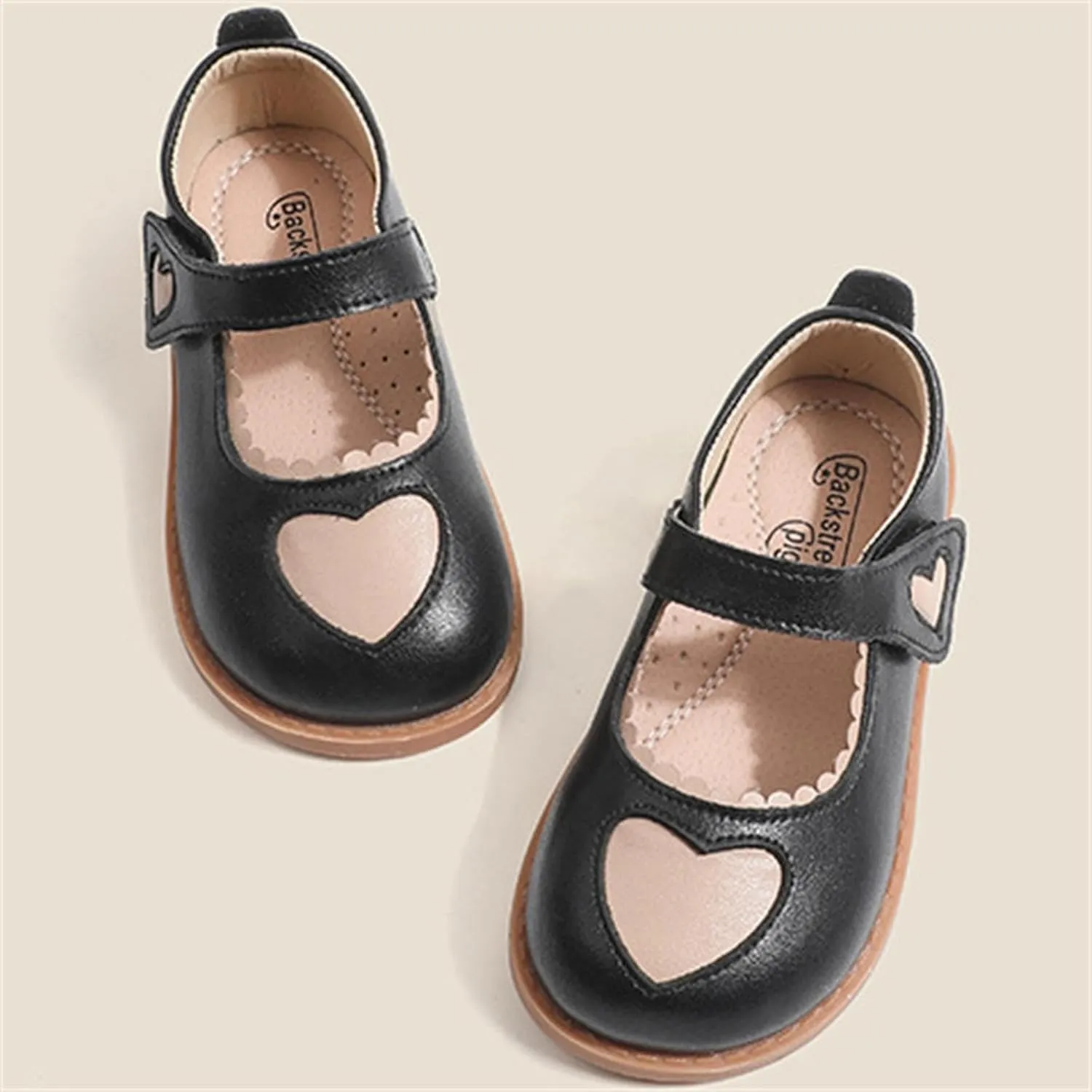 Toddler Little Girl's Sweet Heart Oxford Flats Princess Performance Dress Shoes Soft Sole Mary Janes
