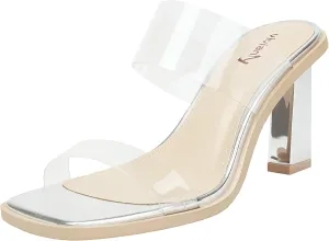vivianly Clear Womens Heels 3.35inch Dress Shoes with Clear Block Heels for Women