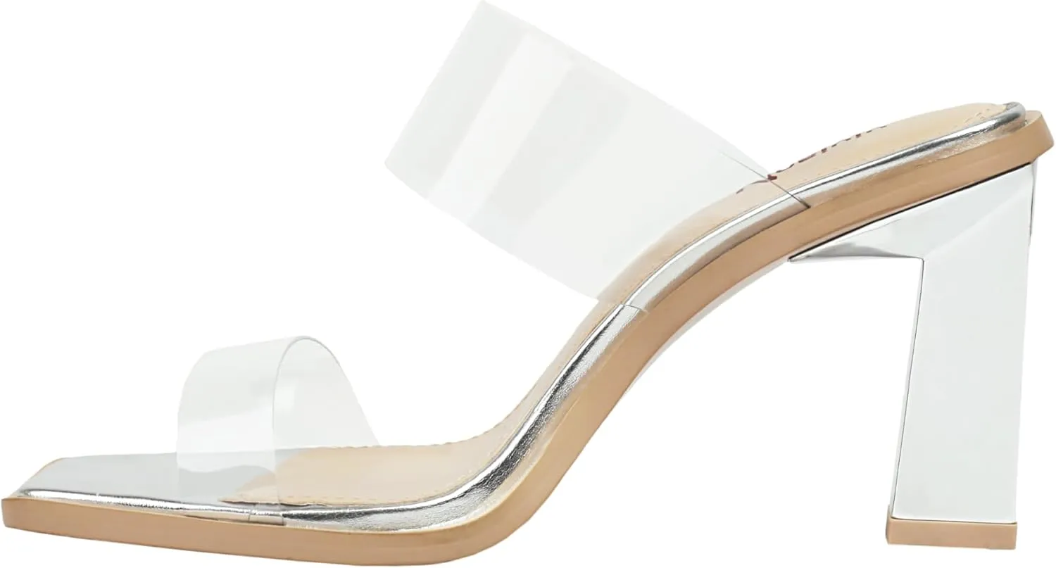 vivianly Clear Womens Heels 3.35inch Dress Shoes with Clear Block Heels for Women