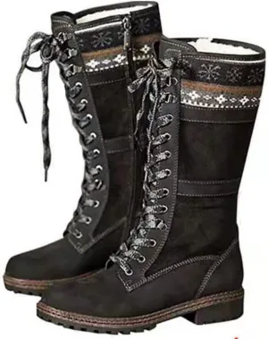 Women Fashion Mid Boots Block Heels Knee-High Boots