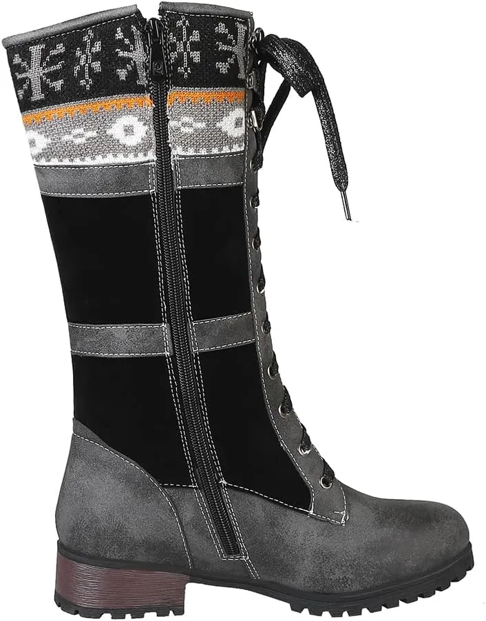 Women Fashion Mid Boots Block Heels Knee-High Boots
