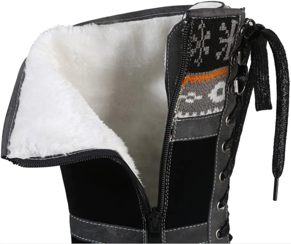 Women Fashion Mid Boots Block Heels Knee-High Boots