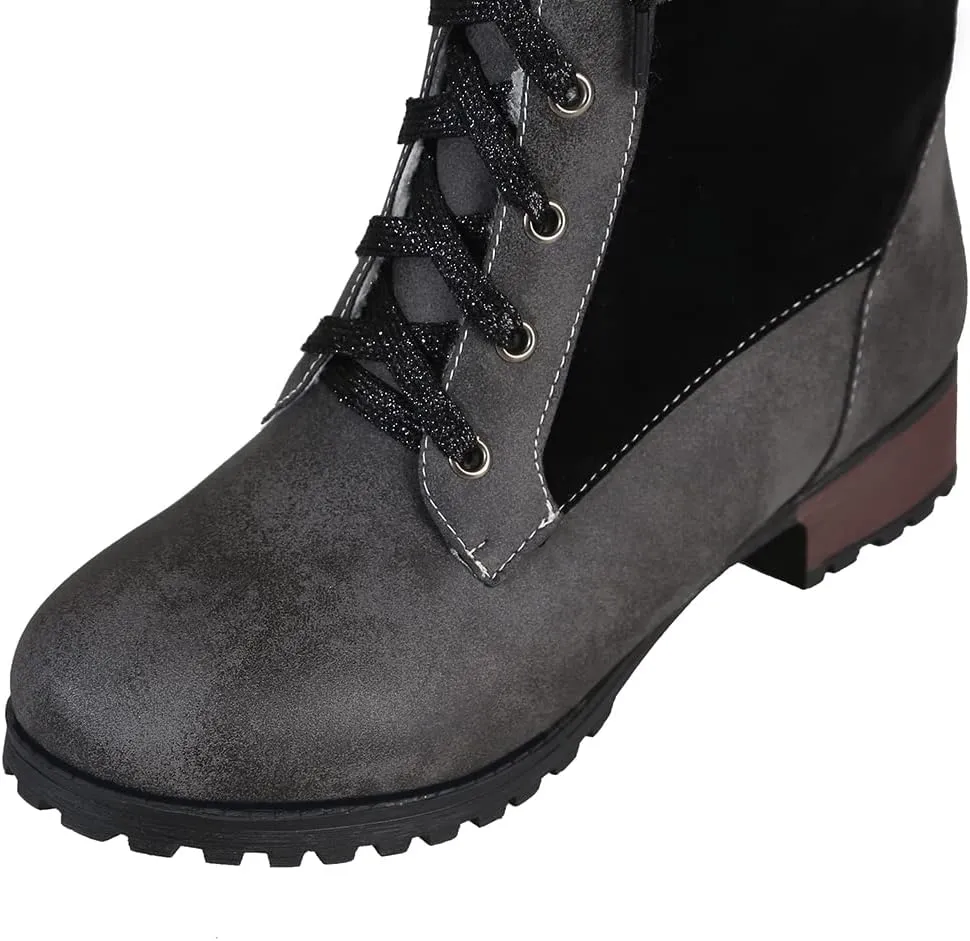 Women Fashion Mid Boots Block Heels Knee-High Boots