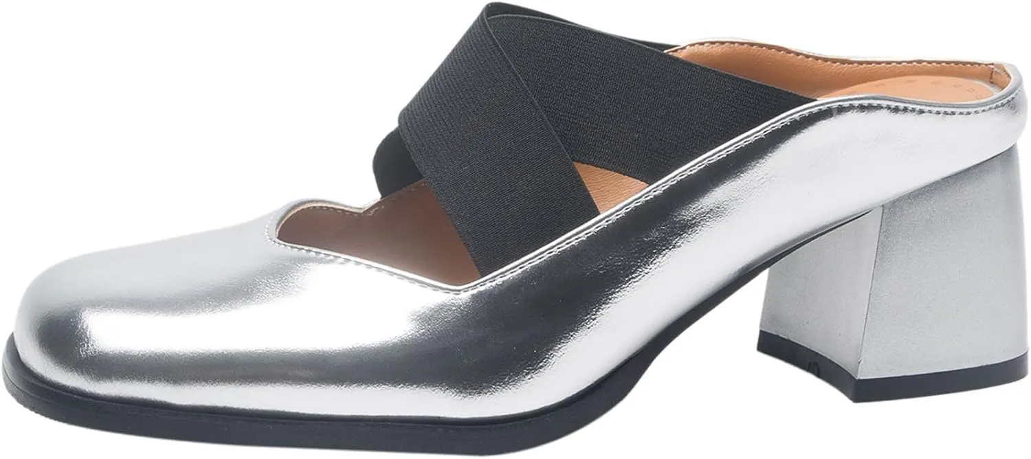 Women Strap Block Heels Closed Toe Mid Heel Sandals