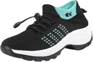 Women Tennis Running Shoes Walking Sneakers Orthopedic Quick Dry Lace Up Low Top Slip On Loafers Ladies Mesh Breathable Comfortable Soft Sole Shoe with Arch Support Footbed