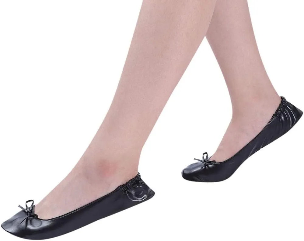 Women's Ballet Flats Round Toe Soft Foldable Dressy Flats Bow Casual Comfort Indoor Outdoor Lightweight Travel Walking Shoes