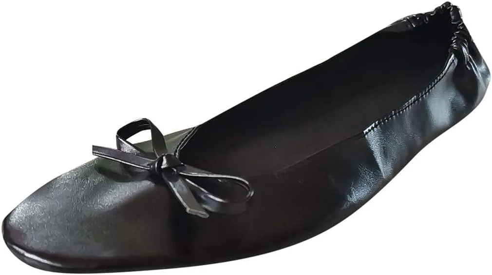 Women's Ballet Flats Round Toe Soft Foldable Dressy Flats Bow Casual Comfort Indoor Outdoor Lightweight Travel Walking Shoes