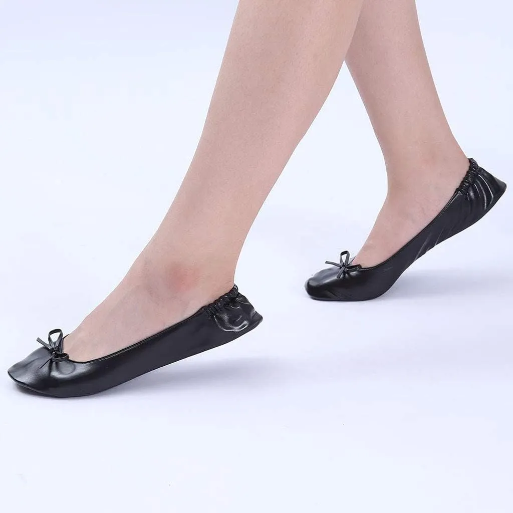 Women's Ballet Flats Round Toe Soft Foldable Dressy Flats Bow Casual Comfort Indoor Outdoor Lightweight Travel Walking Shoes