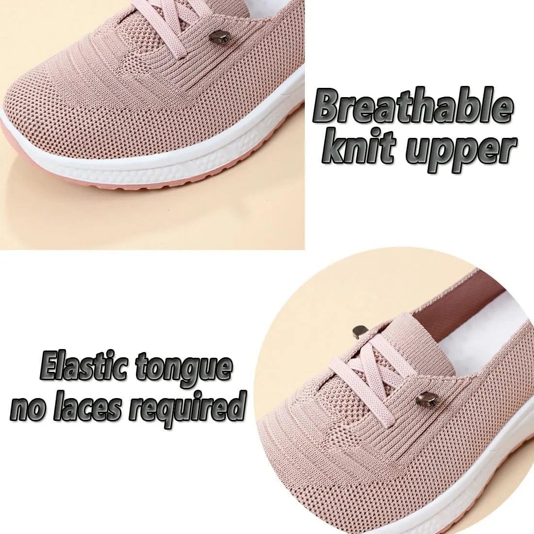 Women's Casual Breathable Slip On Orthopaedic Walking Sneakers, Arch Support Woven Mesh Soft Sole Loafers Non-Slip Shoes