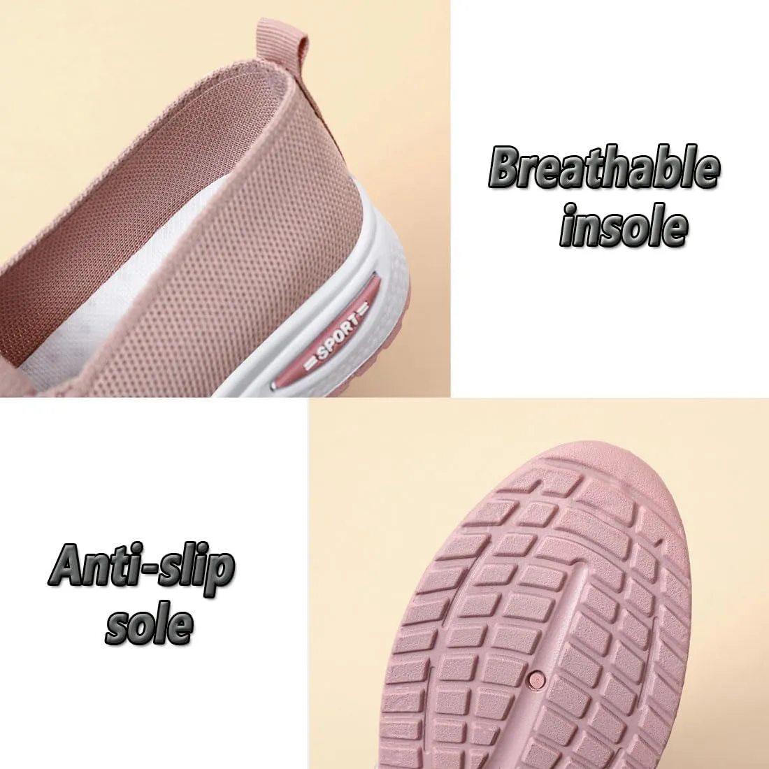 Women's Casual Breathable Slip On Orthopaedic Walking Sneakers, Arch Support Woven Mesh Soft Sole Loafers Non-Slip Shoes
