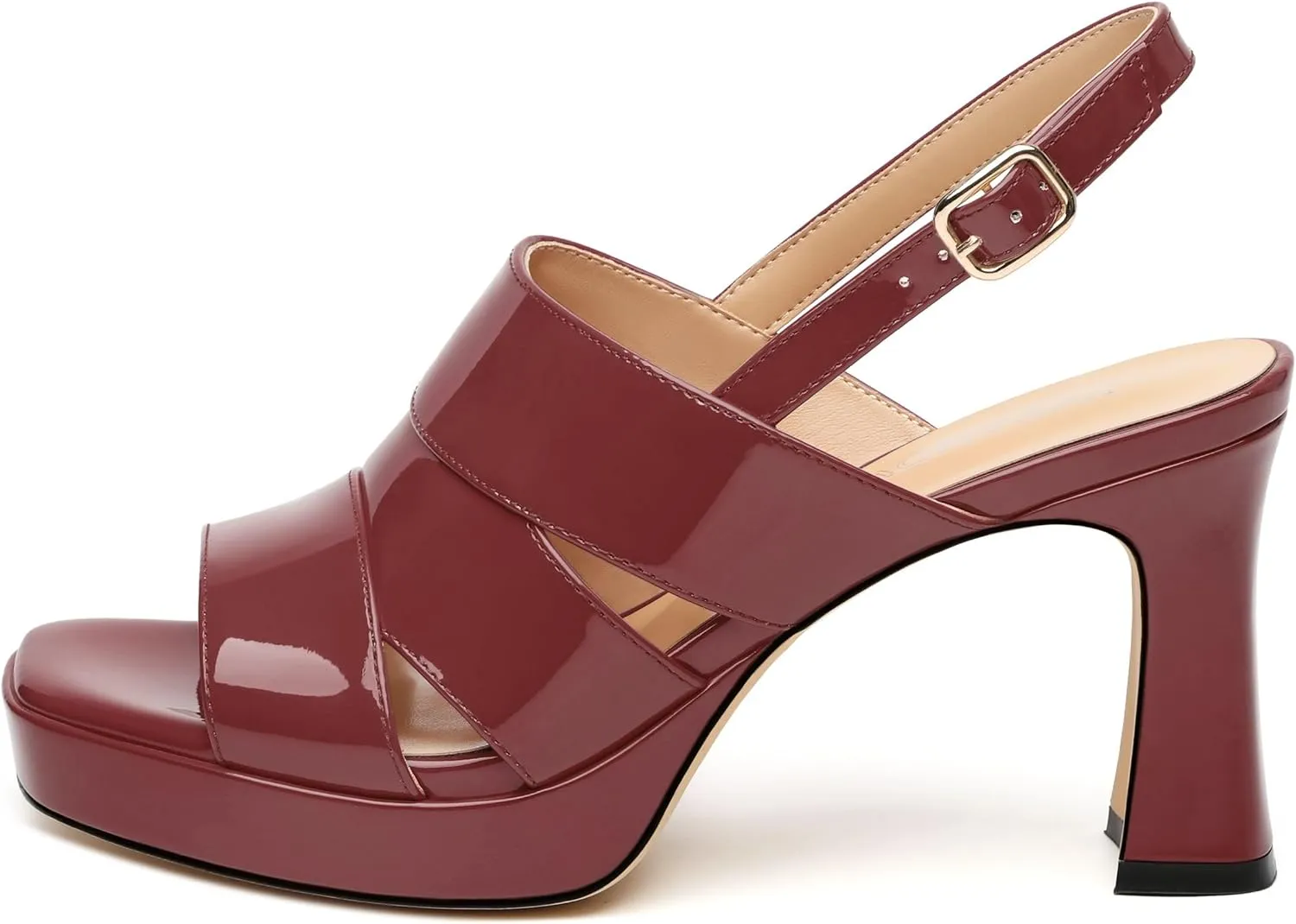 Womens Chunky Block Platform High Heels,Square Open Toe Strappy Heel Sandals for Women, Wedding Party Prom Fashion Slingback Dress Sandals