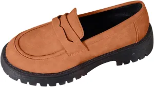 Womens Chunky Loafers Platform Work Shoes Dress Penny Loafers Comfortable Office Shoes Casual Leather Shoes