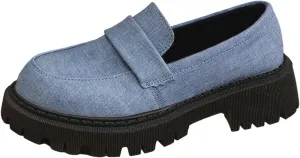 Womens Chunky Loafers Platform Work Shoes Dress Penny Loafers Comfortable Office Shoes Casual Leather Shoes