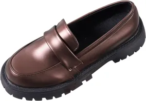 Women's Classic Loafers Lug Sole Low Top Hands Free Wide Width Slip on Comfortable Casual Boat Shoes Ladies Cushioned Footbed Lightweight Jogging Tennis Sneakers Breathable Comfy Walking Shoe