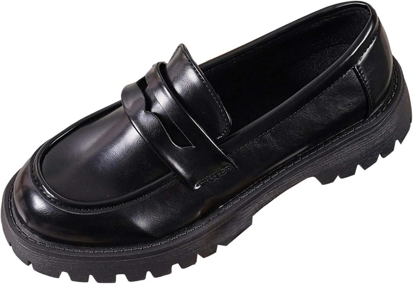 Women's Classic Loafers Lug Sole Low Top Hands Free Wide Width Slip on Comfortable Casual Boat Shoes Ladies Cushioned Footbed Lightweight Jogging Tennis Sneakers Breathable Comfy Walking Shoe