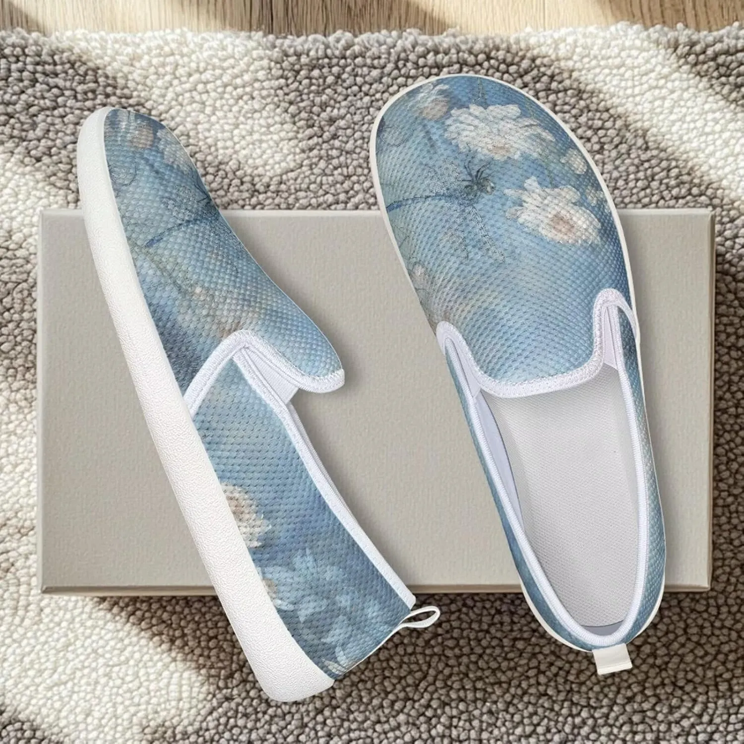 Womens Dragonfly Print Walking Flat Shoes Mesh Hiking Loafer Wide Toe Travel Outdoor Leisure Shoes