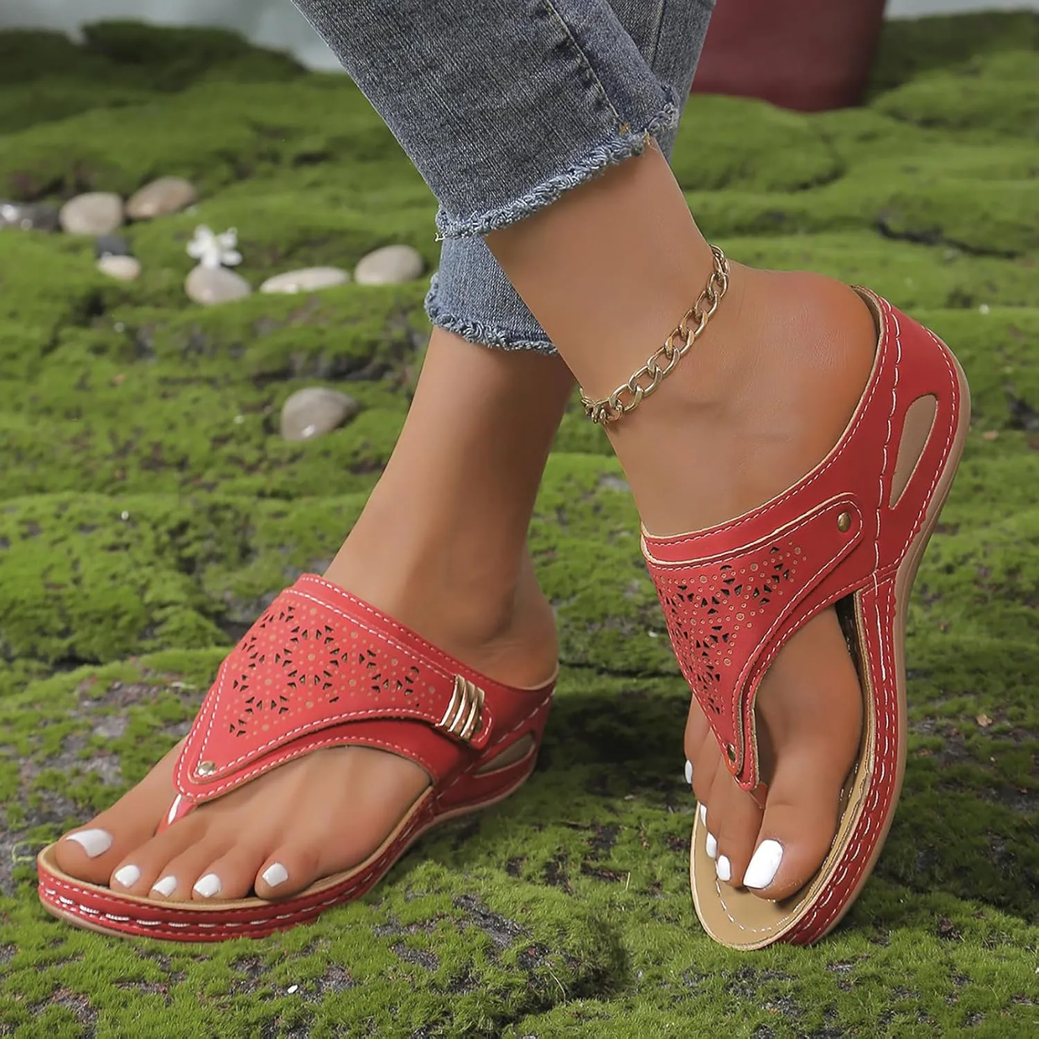 Women's Flip Flop, Soft Cushion Footbed, Arch Support, Thong Sandals for Walking, Footwear Indoor Outdoor