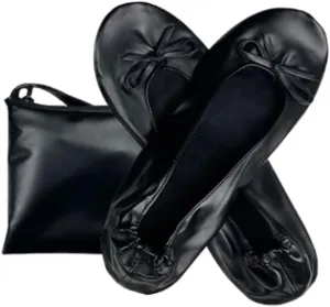 Women's Foldable Ballet Flats Portable Slip-On Shoes for Wedding, Travel, Work & Driving
